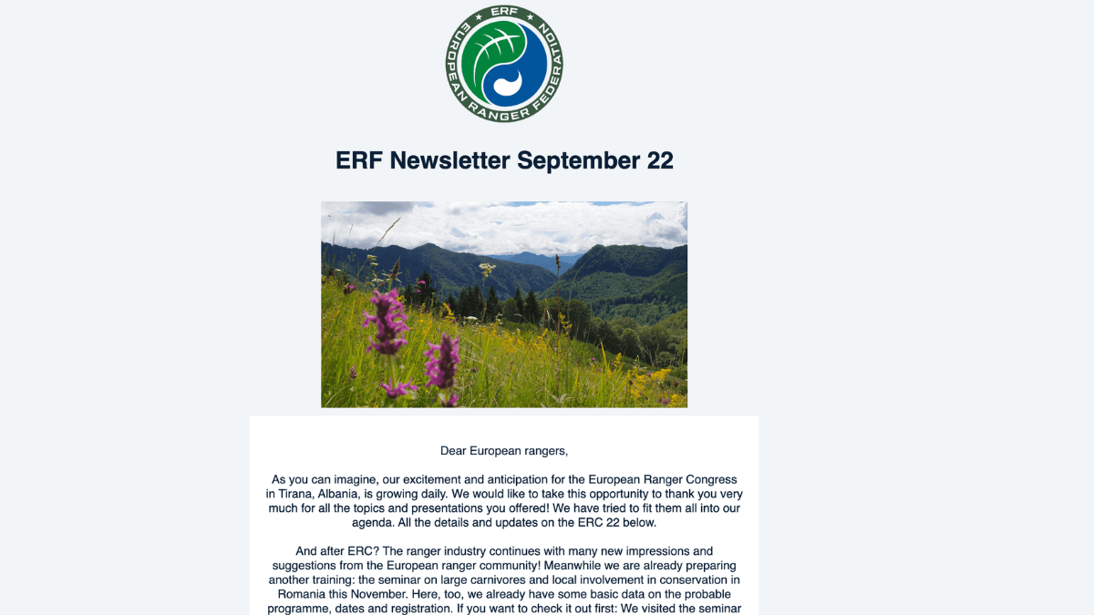 Read ERF Newsletter for September and subscribe